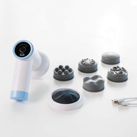 Pistola de masaje anticelulítica recargable CellyGun 6 en 1 – vista frontal